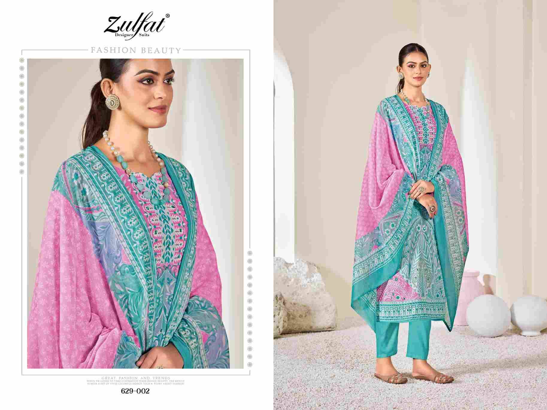 Summer Shine By Zulfat 629-001 To 629-006 Series Beautiful Festive Suits Stylish Fancy Colorful Casual Wear & Ethnic Wear Pure Cotton Print Dresses At Wholesale Price