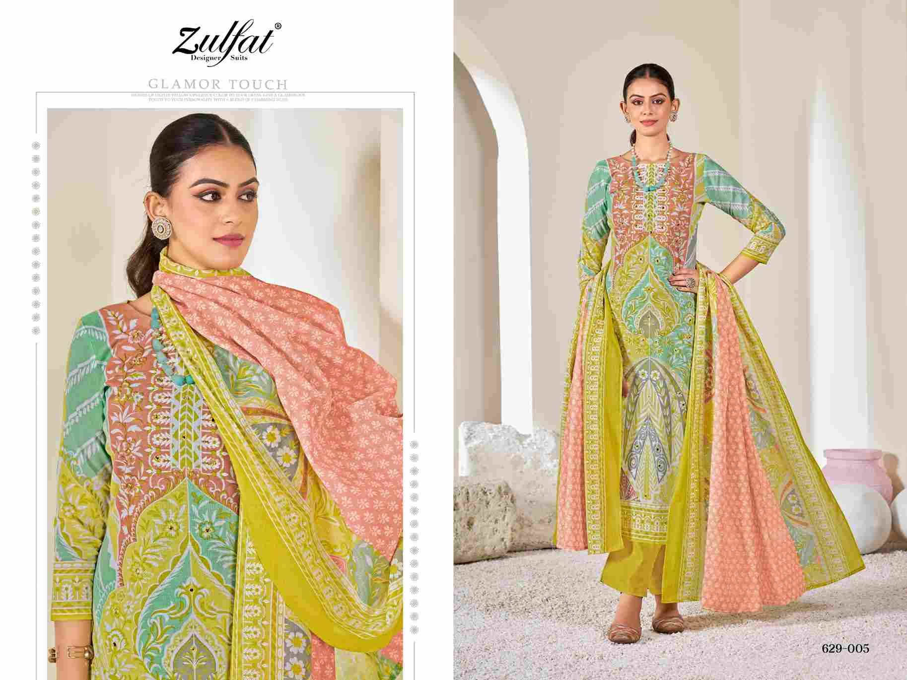 Summer Shine By Zulfat 629-001 To 629-006 Series Beautiful Festive Suits Stylish Fancy Colorful Casual Wear & Ethnic Wear Pure Cotton Print Dresses At Wholesale Price