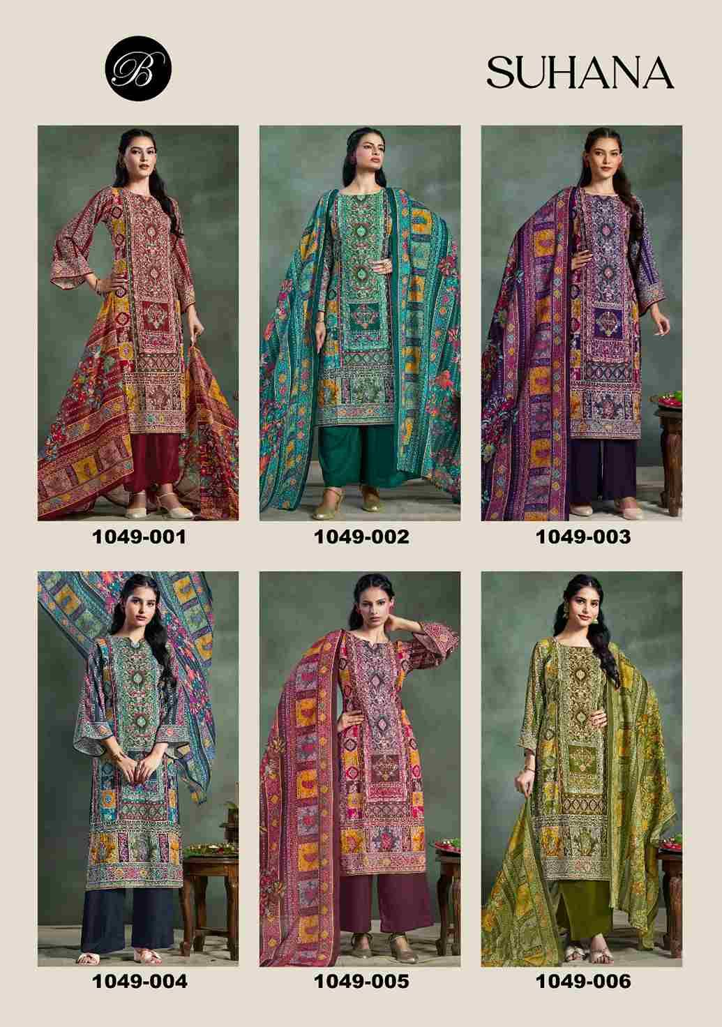 Suhana By Belliza 1049-001 To 1049-006 Series Beautiful Festive Suits Stylish Fancy Colorful Casual Wear & Ethnic Wear Pure Viscose Rayon Print Dresses At Wholesale Price