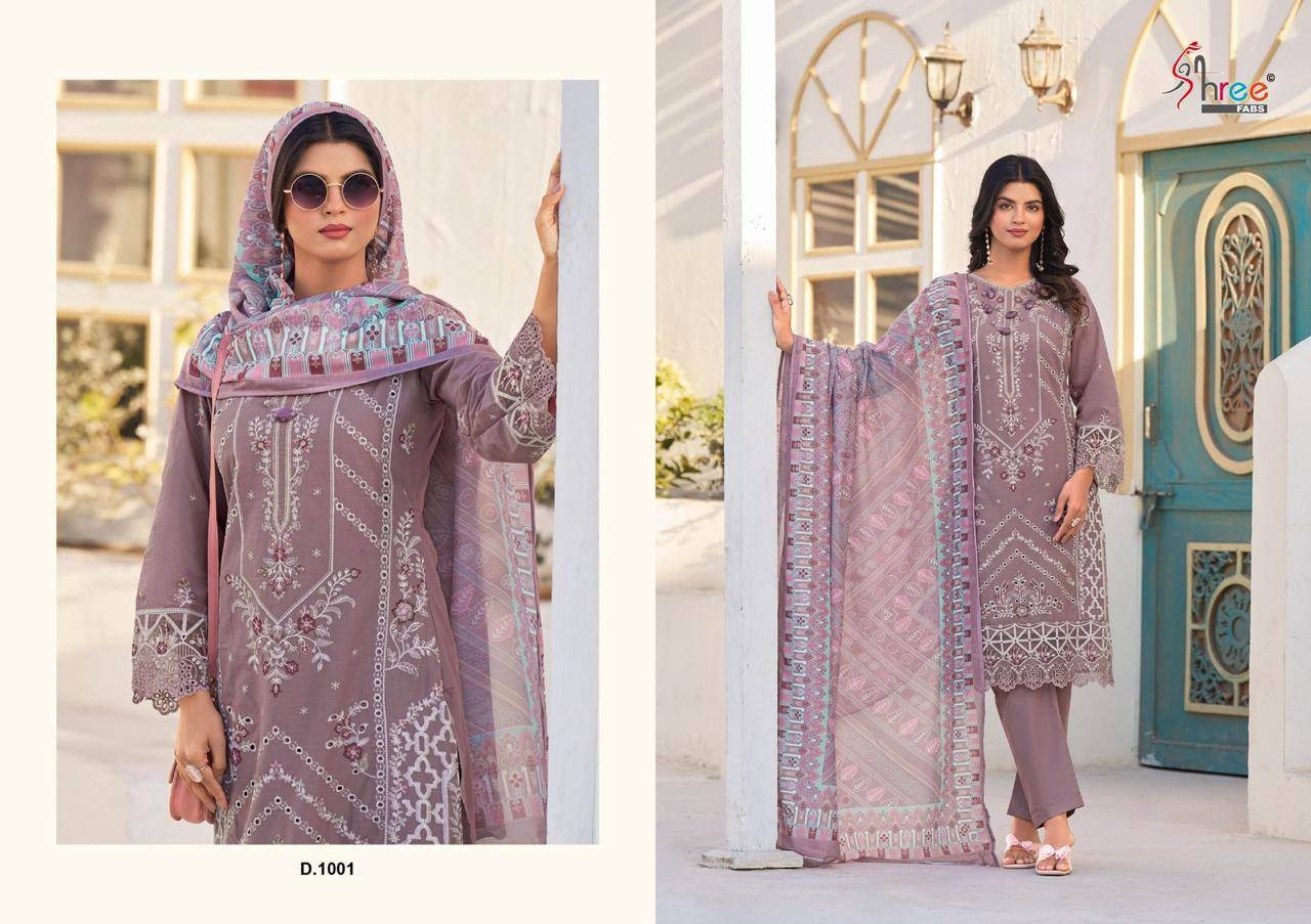 Tasrif Premium Lawn Collection Vol-1 By Shree Fabs 1001 To 1006 Series Designer Pakistani Suits Collection Beautiful Stylish Fancy Colorful Party Wear & Ethnic Wear Pure Viscose With Pure Cotton With Embroidery Dresses At Wholesale Price