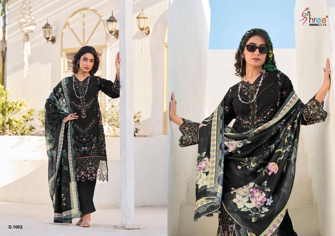 Tasrif Premium Lawn Collection Vol-1 By Shree Fabs 1001 To 1006 Series Designer Pakistani Suits Collection Beautiful Stylish Fancy Colorful Party Wear & Ethnic Wear Pure Viscose With Pure Cotton With Embroidery Dresses At Wholesale Price