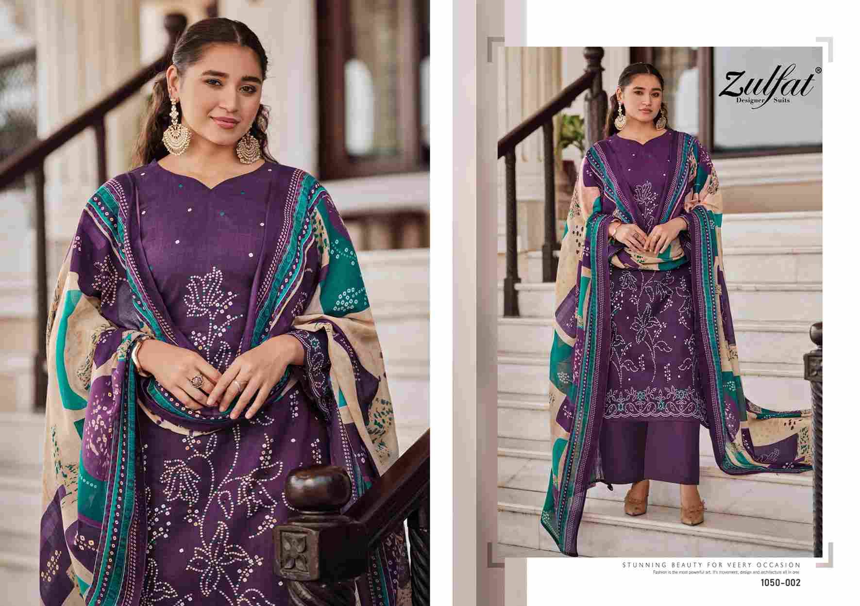 Shanaya By Zulfat 1050-001 To 1050-008 Series Beautiful Festive Suits Stylish Fancy Colorful Casual Wear & Ethnic Wear Pure Cotton Embroidered Dresses At Wholesale Price