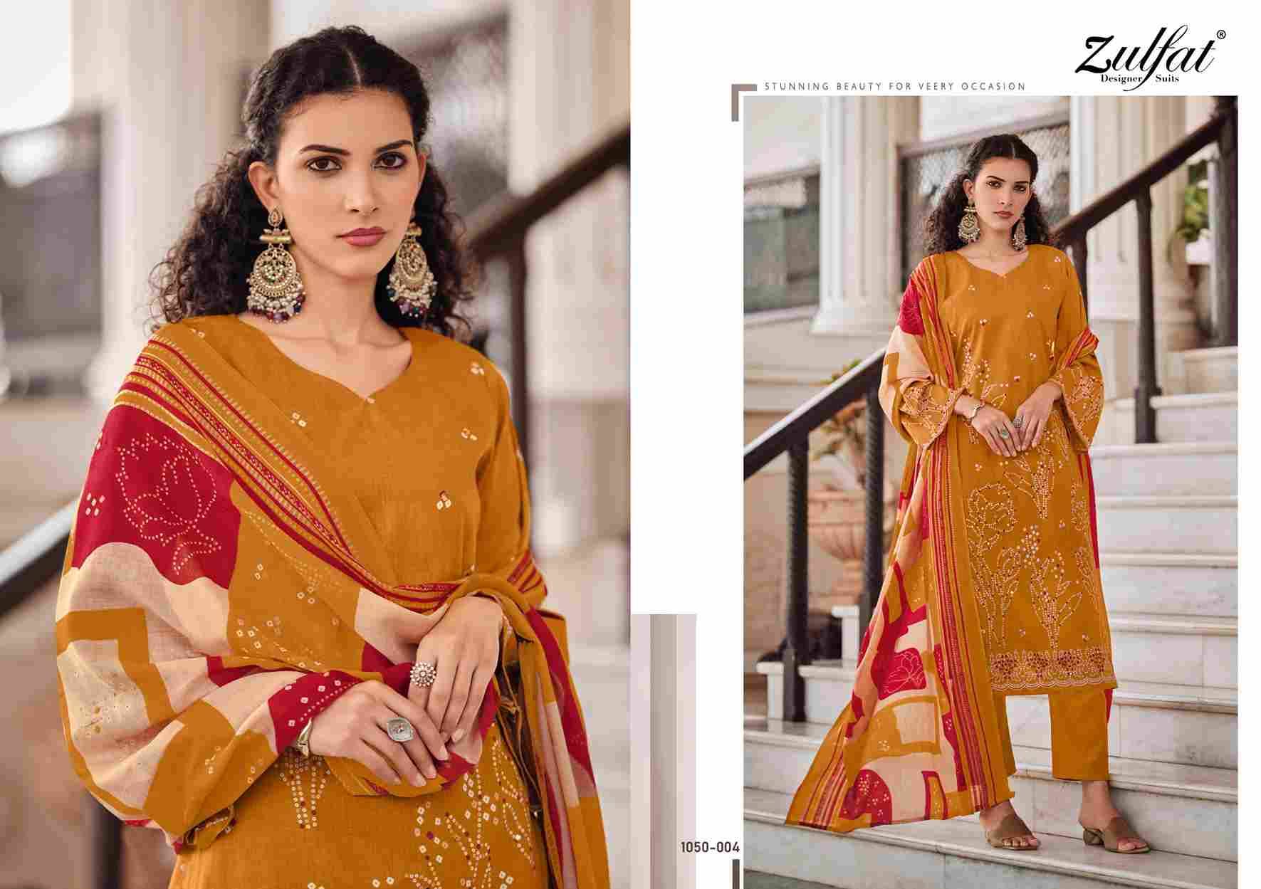 Shanaya By Zulfat 1050-001 To 1050-008 Series Beautiful Festive Suits Stylish Fancy Colorful Casual Wear & Ethnic Wear Pure Cotton Embroidered Dresses At Wholesale Price