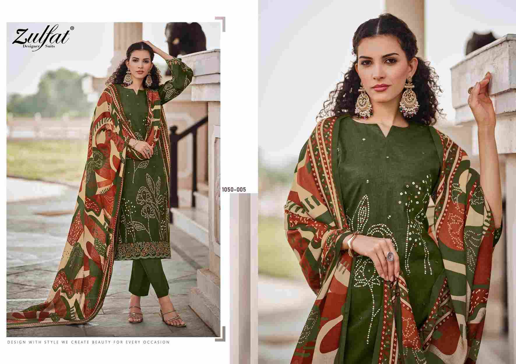 Shanaya By Zulfat 1050-001 To 1050-008 Series Beautiful Festive Suits Stylish Fancy Colorful Casual Wear & Ethnic Wear Pure Cotton Embroidered Dresses At Wholesale Price