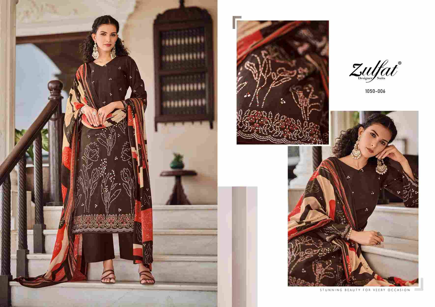 Shanaya By Zulfat 1050-001 To 1050-008 Series Beautiful Festive Suits Stylish Fancy Colorful Casual Wear & Ethnic Wear Pure Cotton Embroidered Dresses At Wholesale Price