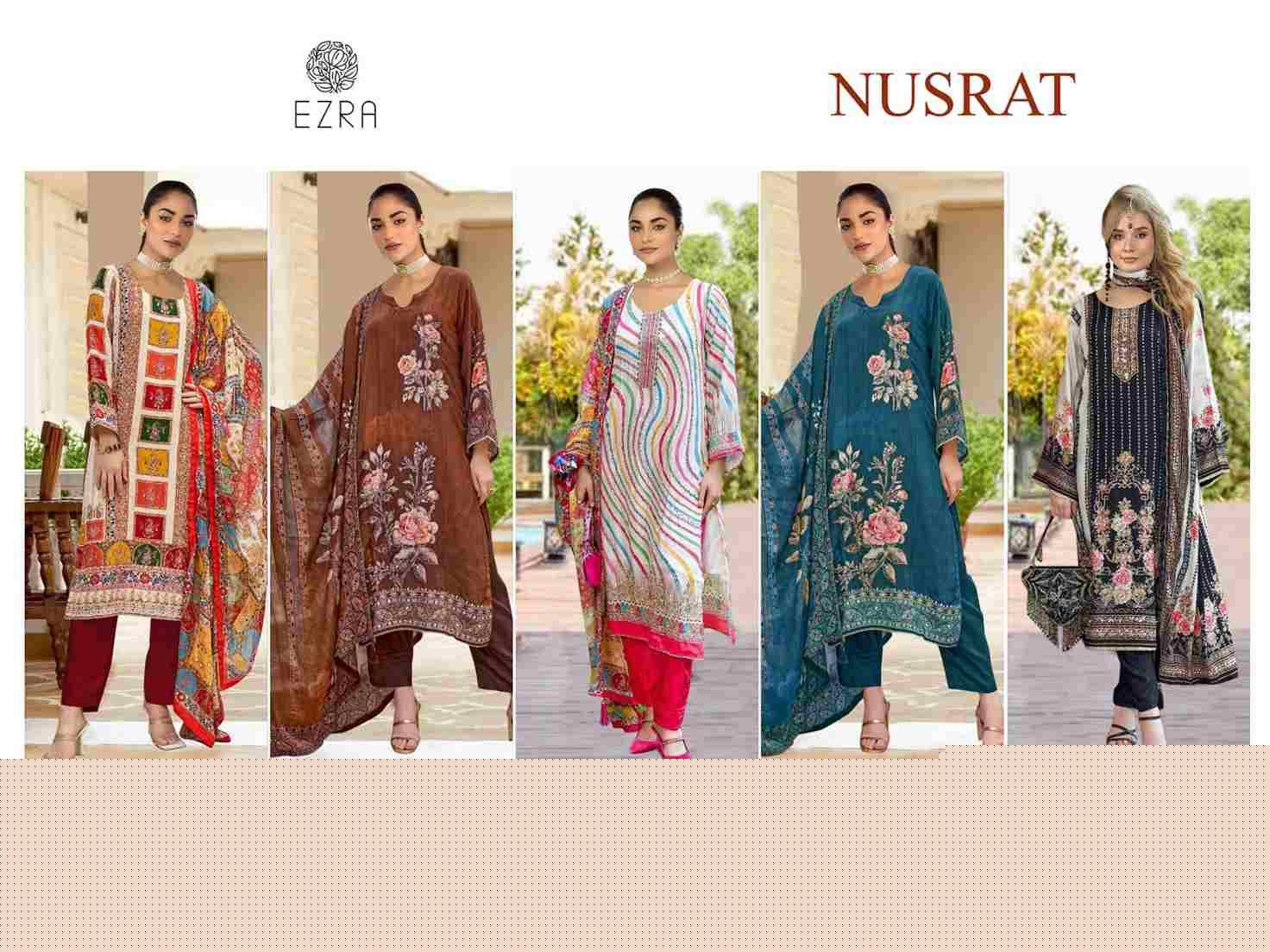 Nusrat By Ezra 1001 To 1005 Series Beautiful Pakistani Suits Colorful Stylish Fancy Casual Wear & Ethnic Wear Muslin Cotton Dresses At Wholesale Price