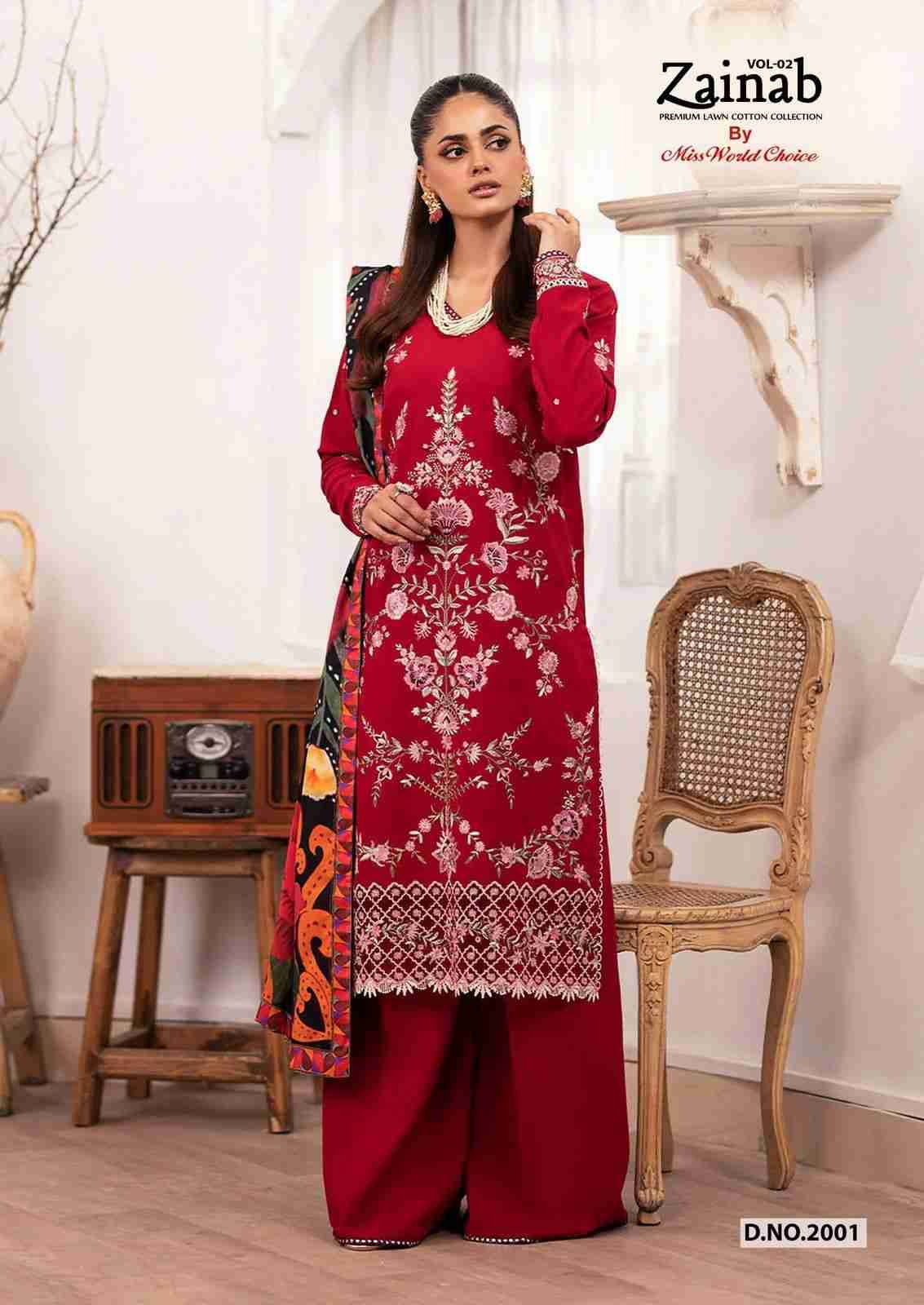 Zainab Vol-2 By Miss World Choice 2001 To 2006 Series Beautiful Festive Suits Colorful Stylish Fancy Casual Wear & Ethnic Wear Lawn Cotton Embroidered Dresses At Wholesale Price