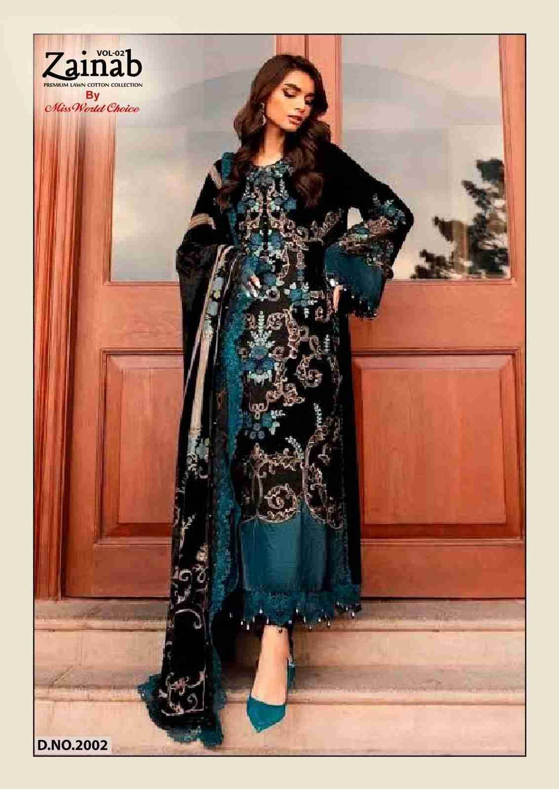 Zainab Vol-2 By Miss World Choice 2001 To 2006 Series Beautiful Festive Suits Colorful Stylish Fancy Casual Wear & Ethnic Wear Lawn Cotton Embroidered Dresses At Wholesale Price