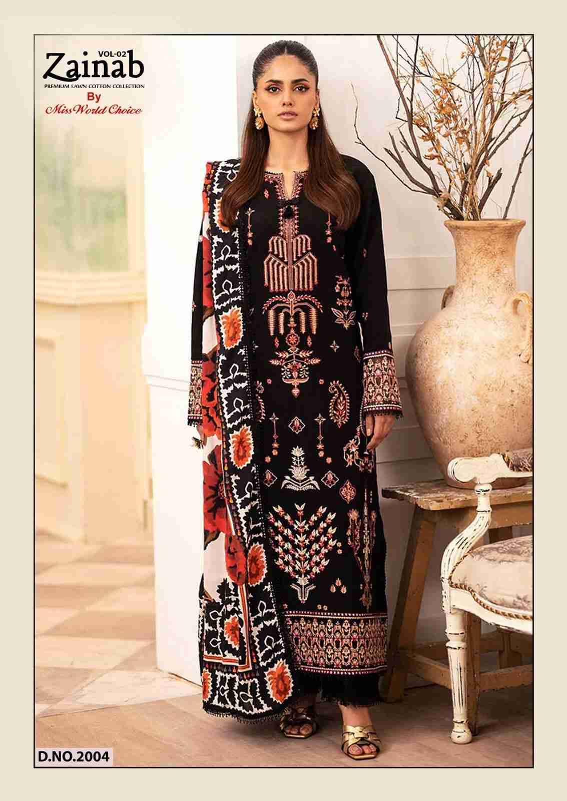Zainab Vol-2 By Miss World Choice 2001 To 2006 Series Beautiful Festive Suits Colorful Stylish Fancy Casual Wear & Ethnic Wear Lawn Cotton Embroidered Dresses At Wholesale Price