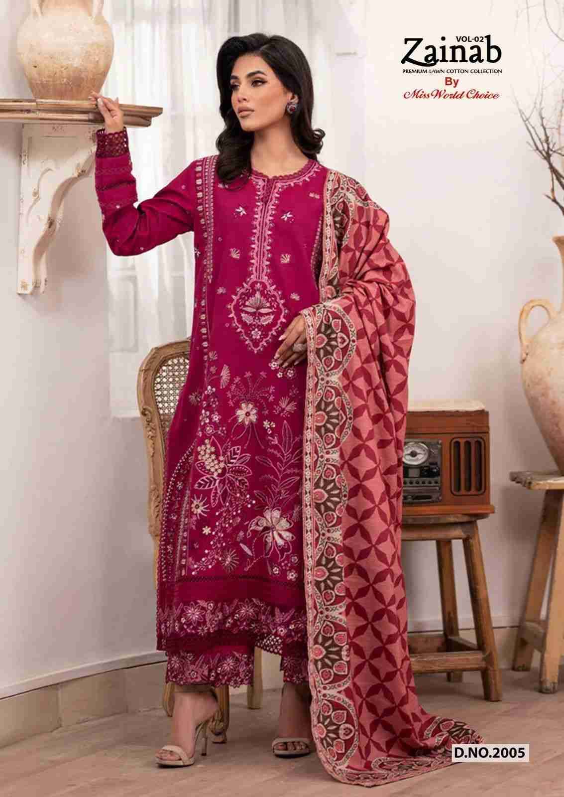 Zainab Vol-2 By Miss World Choice 2001 To 2006 Series Beautiful Festive Suits Colorful Stylish Fancy Casual Wear & Ethnic Wear Lawn Cotton Embroidered Dresses At Wholesale Price