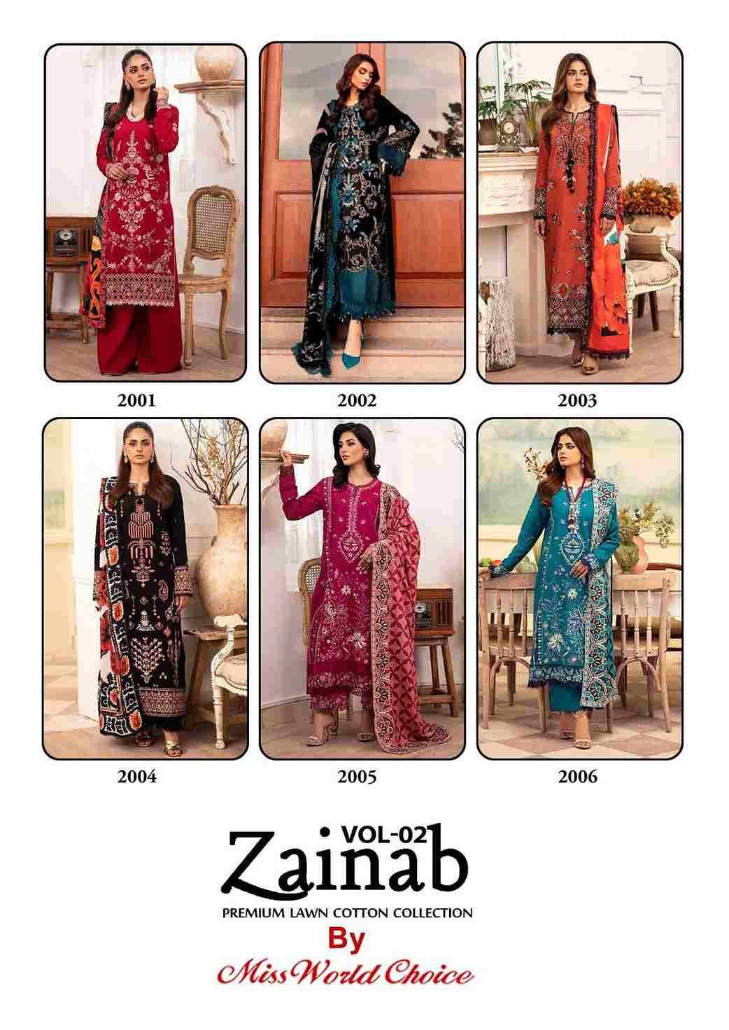 Zainab Vol-2 By Miss World Choice 2001 To 2006 Series Beautiful Festive Suits Colorful Stylish Fancy Casual Wear & Ethnic Wear Lawn Cotton Embroidered Dresses At Wholesale Price