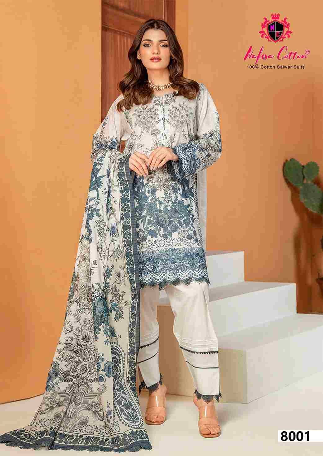 Esra Vol-8 By Nafisa Cotton 8001 To 8006 Series Beautiful Stylish Festive Suits Fancy Colorful Casual Wear & Ethnic Wear & Ready To Wear Pure Soft Cotton Dresses At Wholesale Price