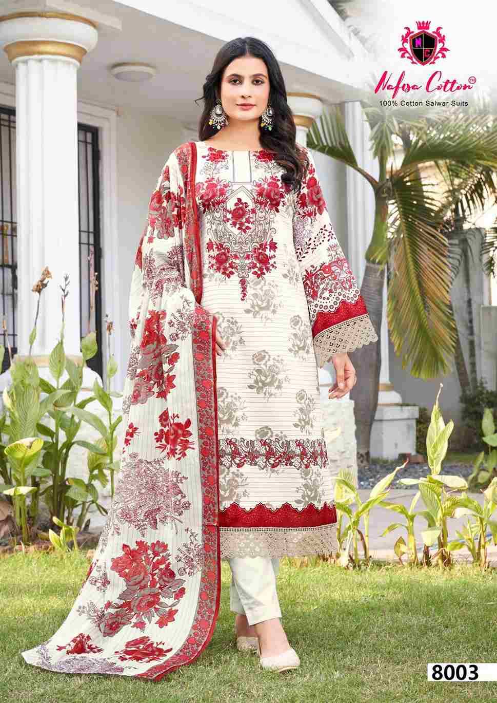 Esra Vol-8 By Nafisa Cotton 8001 To 8006 Series Beautiful Stylish Festive Suits Fancy Colorful Casual Wear & Ethnic Wear & Ready To Wear Pure Soft Cotton Dresses At Wholesale Price