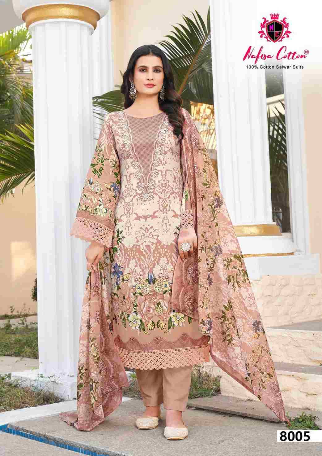 Esra Vol-8 By Nafisa Cotton 8001 To 8006 Series Beautiful Stylish Festive Suits Fancy Colorful Casual Wear & Ethnic Wear & Ready To Wear Pure Soft Cotton Dresses At Wholesale Price