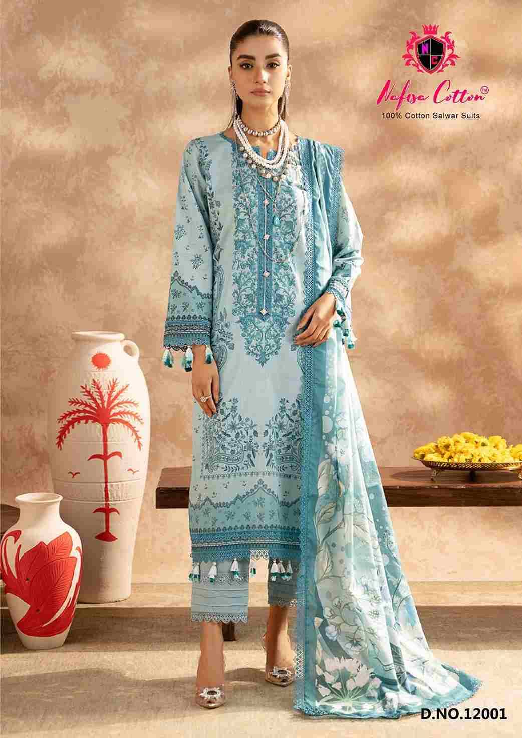 Safina Vol-12 By Nafisa Cotton 12001 To 12006 Series Beautiful Festive Suits Colorful Stylish Fancy Casual Wear & Ethnic Wear Pure Cotton Embroidered Dresses At Wholesale Price