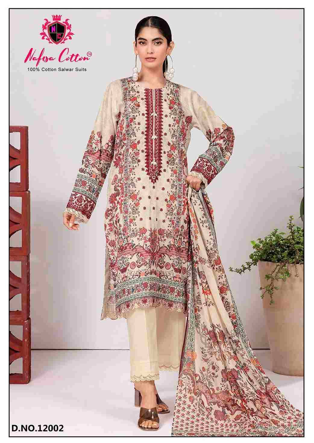 Safina Vol-12 By Nafisa Cotton 12001 To 12006 Series Beautiful Festive Suits Colorful Stylish Fancy Casual Wear & Ethnic Wear Pure Cotton Embroidered Dresses At Wholesale Price