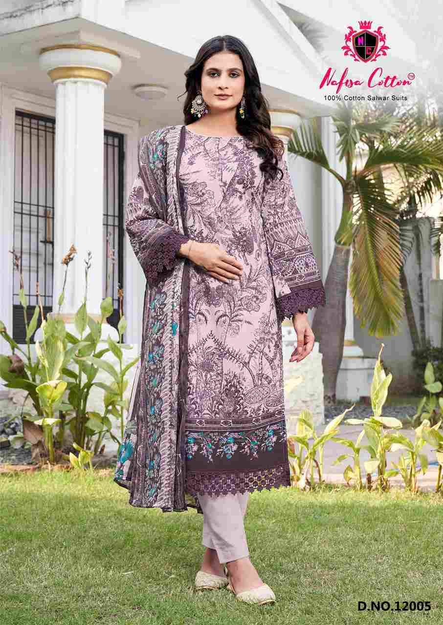 Safina Vol-12 By Nafisa Cotton 12001 To 12006 Series Beautiful Festive Suits Colorful Stylish Fancy Casual Wear & Ethnic Wear Pure Cotton Embroidered Dresses At Wholesale Price