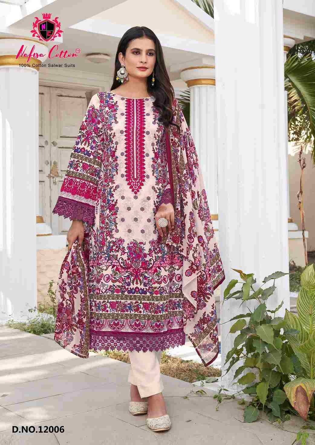 Safina Vol-12 By Nafisa Cotton 12001 To 12006 Series Beautiful Festive Suits Colorful Stylish Fancy Casual Wear & Ethnic Wear Pure Cotton Embroidered Dresses At Wholesale Price