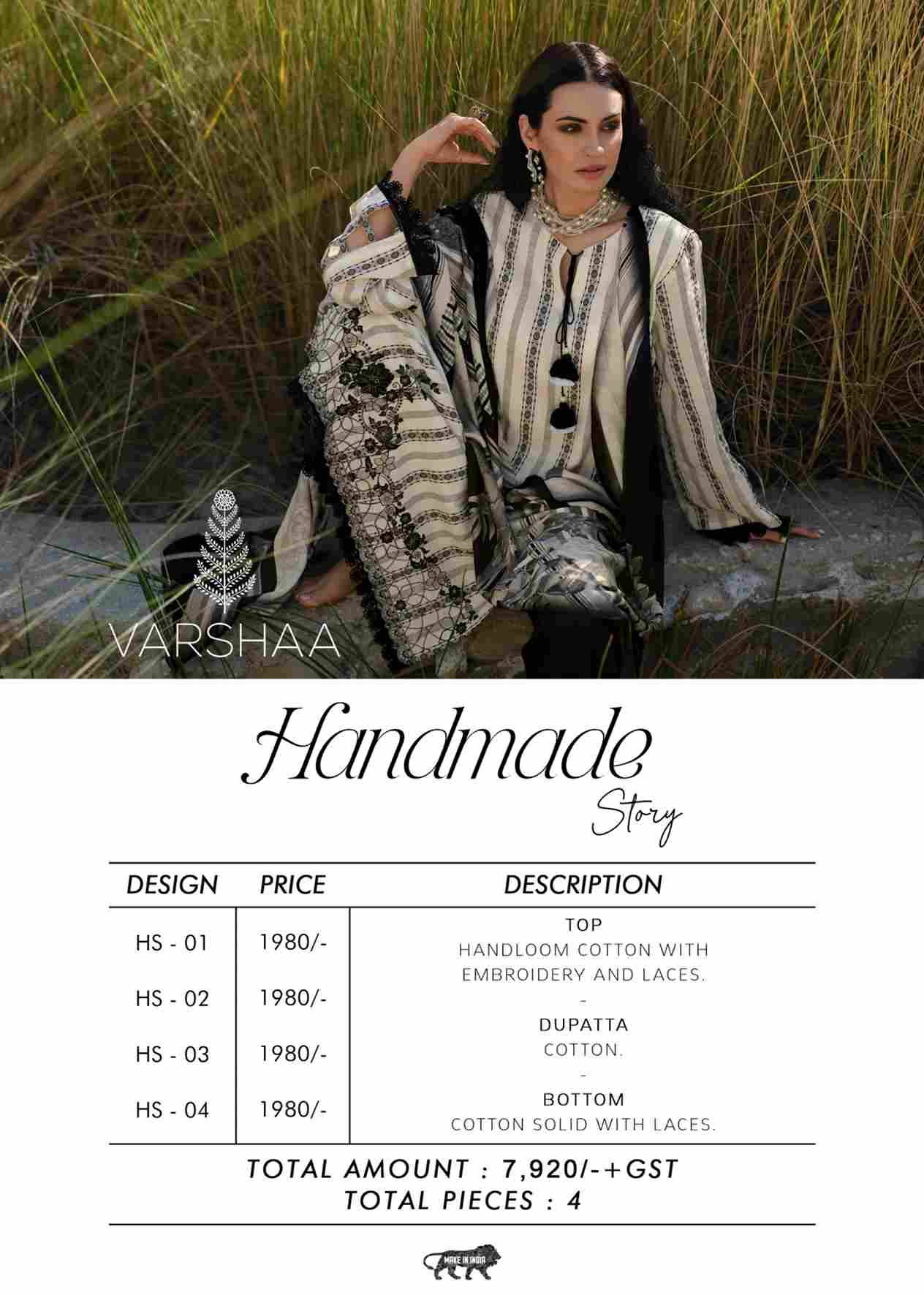 Handmade Story By Varshaa 01 To 04 Series Beautiful Festive Suits Colorful Stylish Fancy Casual Wear & Ethnic Wear Handloom Cotton Dresses At Wholesale Price