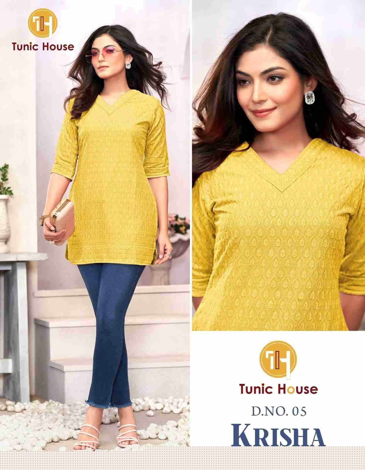 Krisha By Tunic House Designer Stylish Fancy Colorful Beautiful Party Wear & Ethnic Wear Collection Viscose Rayon With Work Tops At Wholesale Price