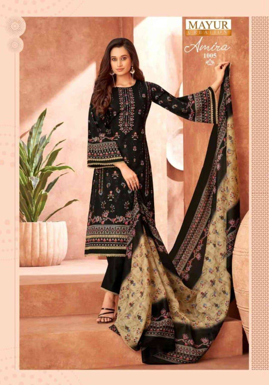 Amira Vol-1 By Mayur Creation 1001 To 1008 Series Beautiful Festive Suits Stylish Fancy Colorful Casual Wear & Ethnic Wear Cotton Print Dresses At Wholesale Price