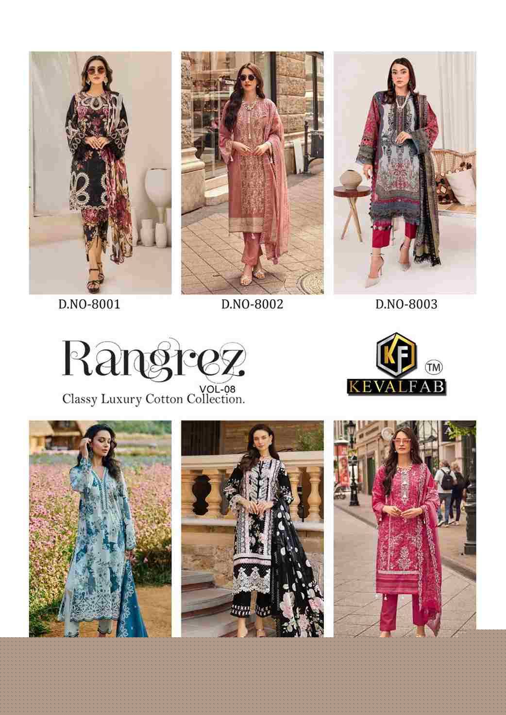Rangrez Vol-8 By Keval Fab 8001 To 8006 Series Beautiful Festive Suits Stylish Fancy Colorful Casual Wear & Ethnic Wear Heavy Cotton Print Dresses At Wholesale Price