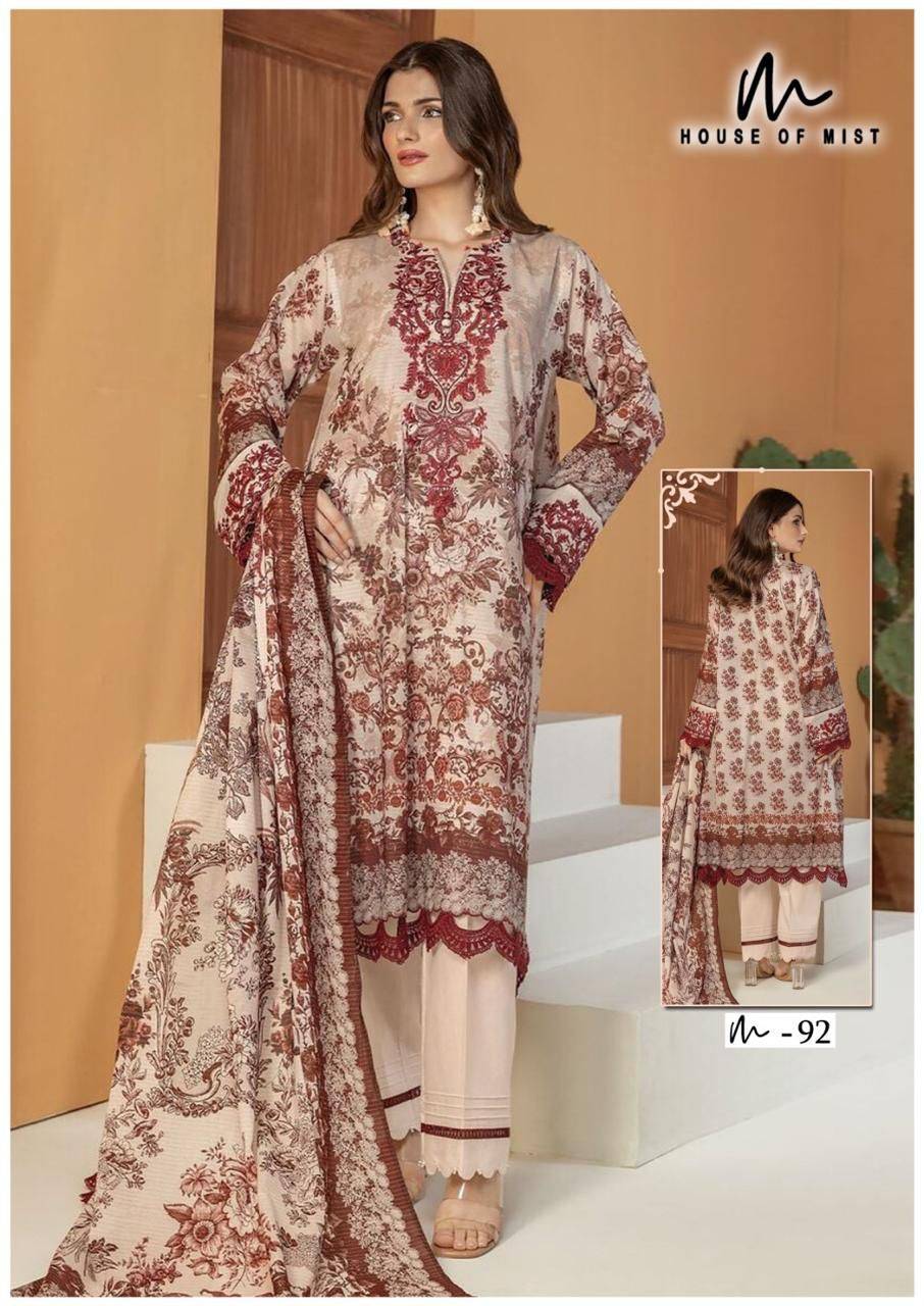 Ghazal Vol-10 By House Of Mist 91 To 96 Series Beautiful Pakistani Suits Colorful Stylish Fancy Casual Wear & Ethnic Wear Pure Cotton Print Dresses At Wholesale Price