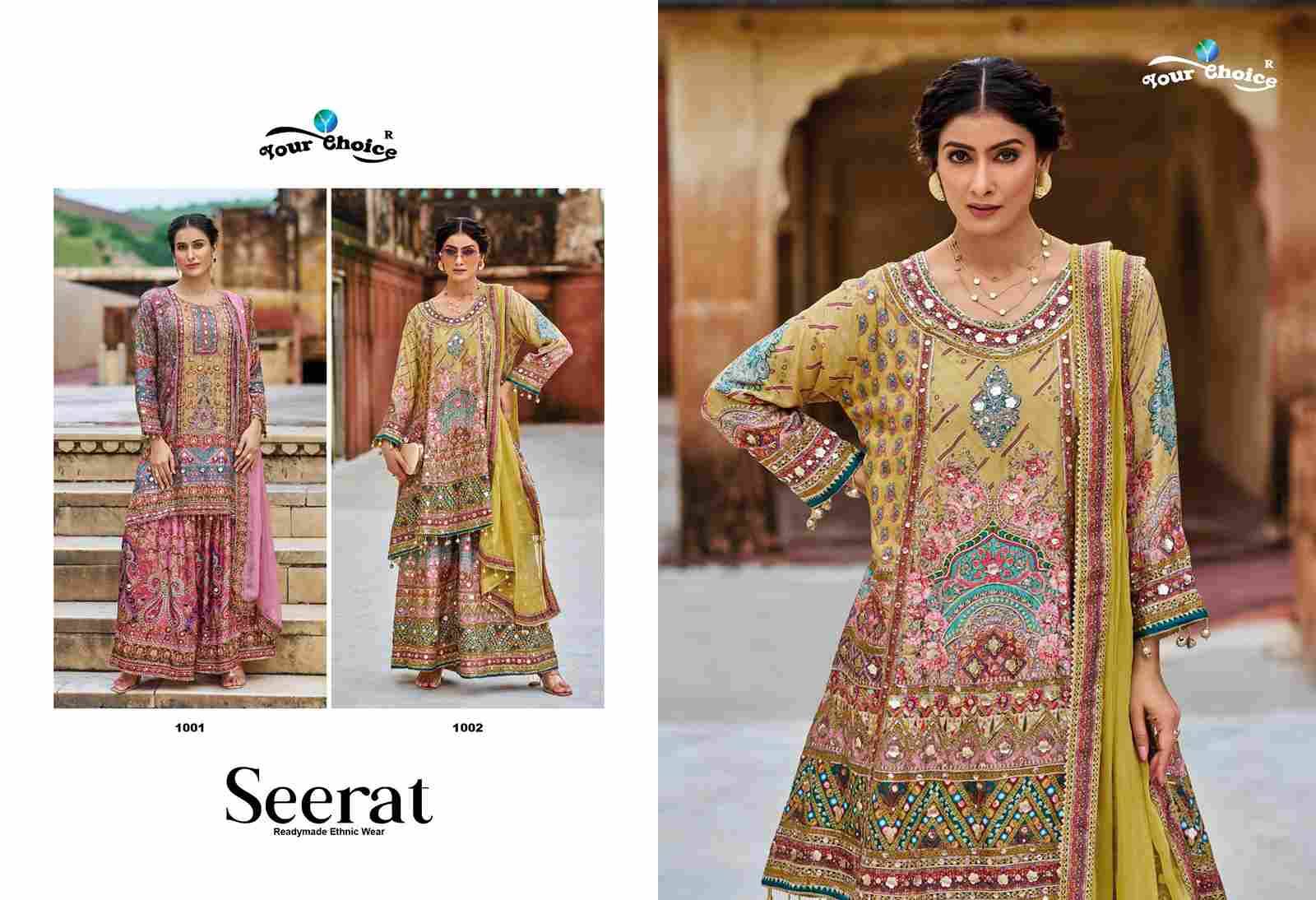 Seerat By Your Choice 1001 To 1002 Series Designer Sharara Suits Collection Beautiful Stylish Fancy Colorful Party Wear & Occasional Wear Chinnon Dresses At Wholesale Price