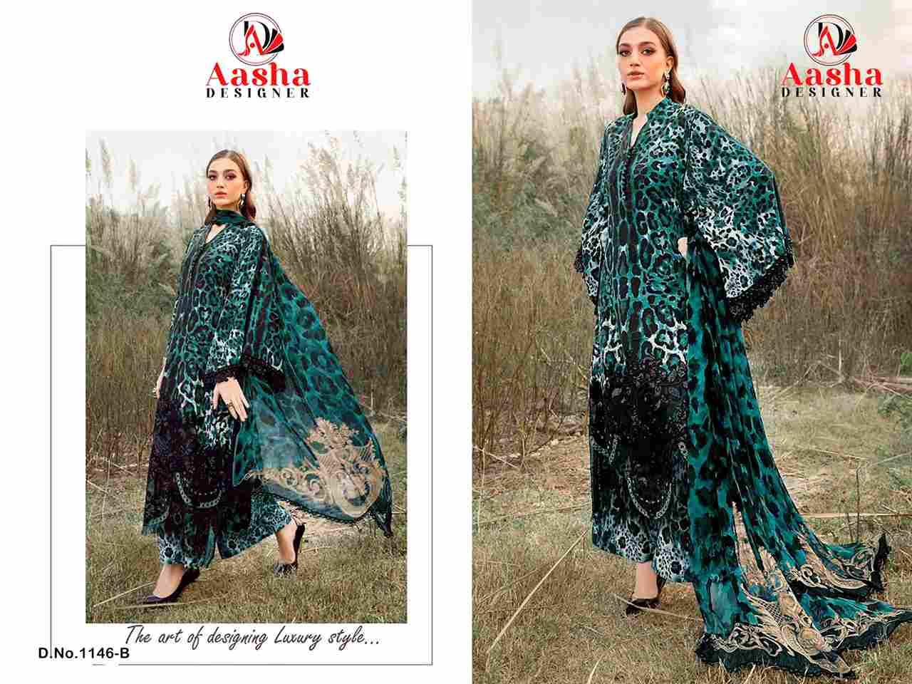 Aasha 1146 Colours By Aasha Designer 1146-A To 1146-C Series Pakistani Suits Beautiful Fancy Colorful Stylish Party Wear & Occasional Wear Pure Cotton Print Dresses At Wholesale Price