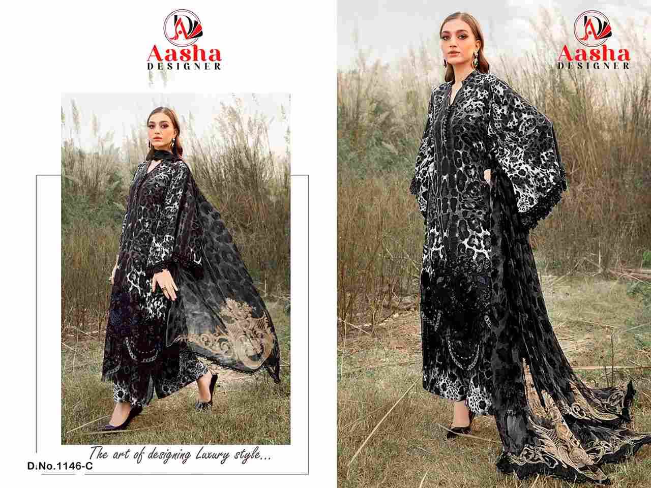 Aasha 1146 Colours By Aasha Designer 1146-A To 1146-C Series Pakistani Suits Beautiful Fancy Colorful Stylish Party Wear & Occasional Wear Pure Cotton Print Dresses At Wholesale Price
