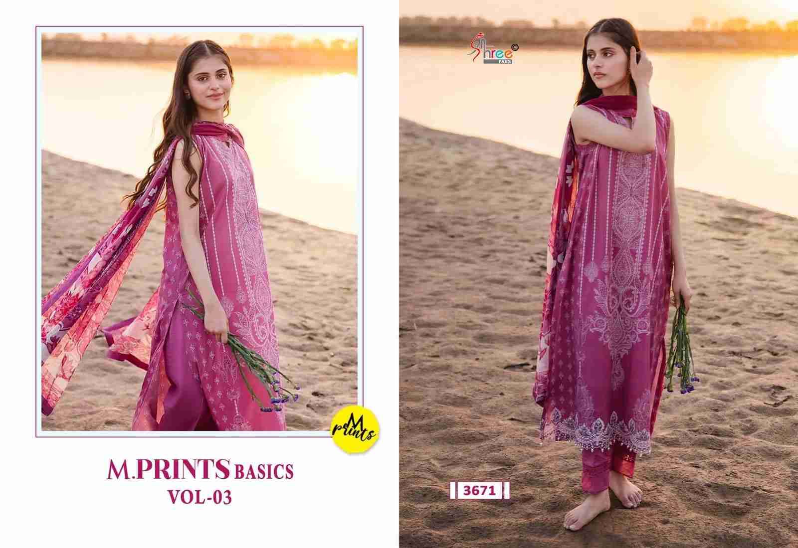M.Prints Basics Vol-3 By Shree Fabs 3669 To 3674 Series Pakistani Suits Collection Beautiful Stylish Fancy Colorful Party Wear & Occasional Wear Pure Cotton Print With Work Dresses At Wholesale Price