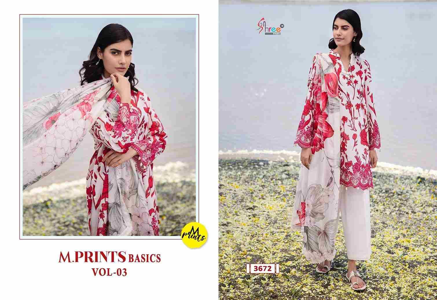 M.Prints Basics Vol-3 By Shree Fabs 3669 To 3674 Series Pakistani Suits Collection Beautiful Stylish Fancy Colorful Party Wear & Occasional Wear Pure Cotton Print With Work Dresses At Wholesale Price
