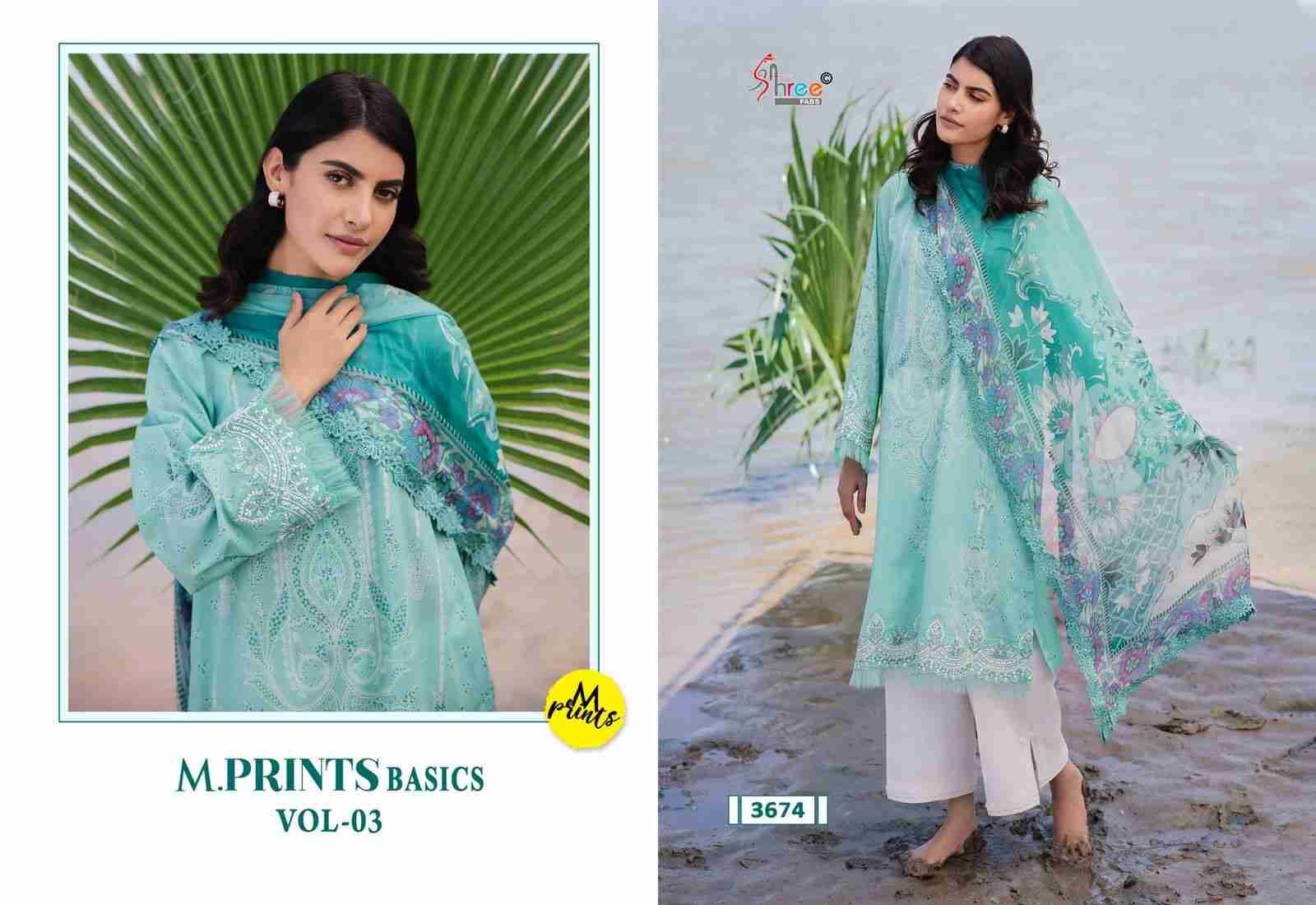 M.Prints Basics Vol-3 By Shree Fabs 3669 To 3674 Series Pakistani Suits Collection Beautiful Stylish Fancy Colorful Party Wear & Occasional Wear Pure Cotton Print With Work Dresses At Wholesale Price