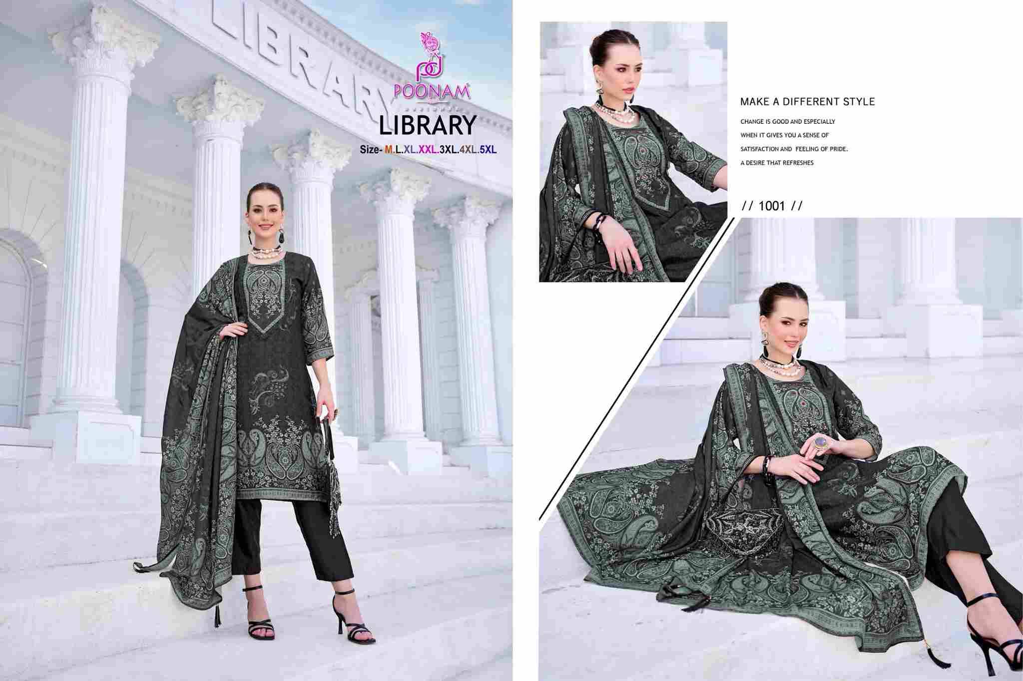 Library By Poonam Designer 1001 To 1006 Series Suits Beautiful Fancy Colorful Stylish Party Wear & Occasional Wear Soft Foil Crepe Dresses At Wholesale Price