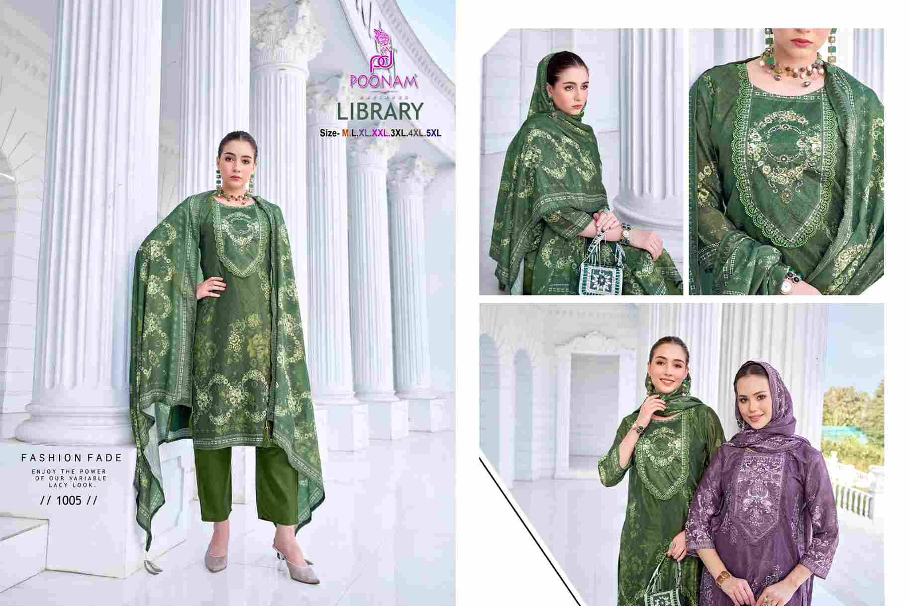 Library By Poonam Designer 1001 To 1006 Series Suits Beautiful Fancy Colorful Stylish Party Wear & Occasional Wear Soft Foil Crepe Dresses At Wholesale Price
