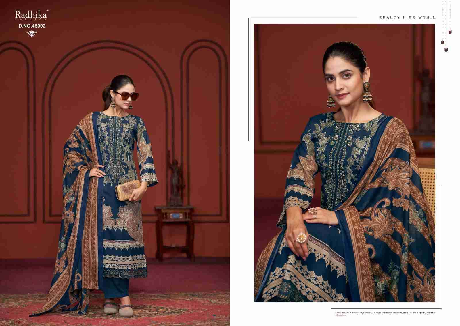 Nussaret By Azara 45001 To 45002 Series Beautiful Festive Suits Stylish Fancy Colorful Casual Wear & Ethnic Wear Pure Cambric Cotton Dresses At Wholesale Price