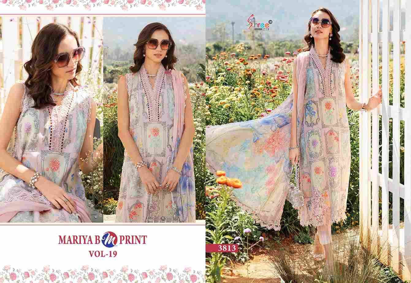 Mariya B Mprint Vol-19 By Shree Fabs 3808 To 3813 Series Beautiful Pakistani Suits Colorful Stylish Fancy Casual Wear & Ethnic Wear Pure Cotton Embroidered Dresses At Wholesale Price