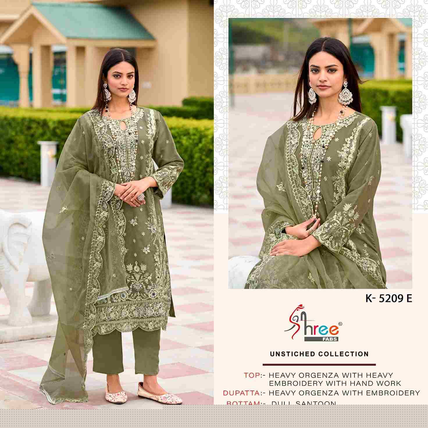 Shree Fabs Hit Design K-5209 Colours By Shree Fabs K-5209-E To K-5202-H Series Designer Pakistani Suits Collection Beautiful Stylish Fancy Colorful Party Wear & Occasional Wear Heavy Organza Dresses At Wholesale Price