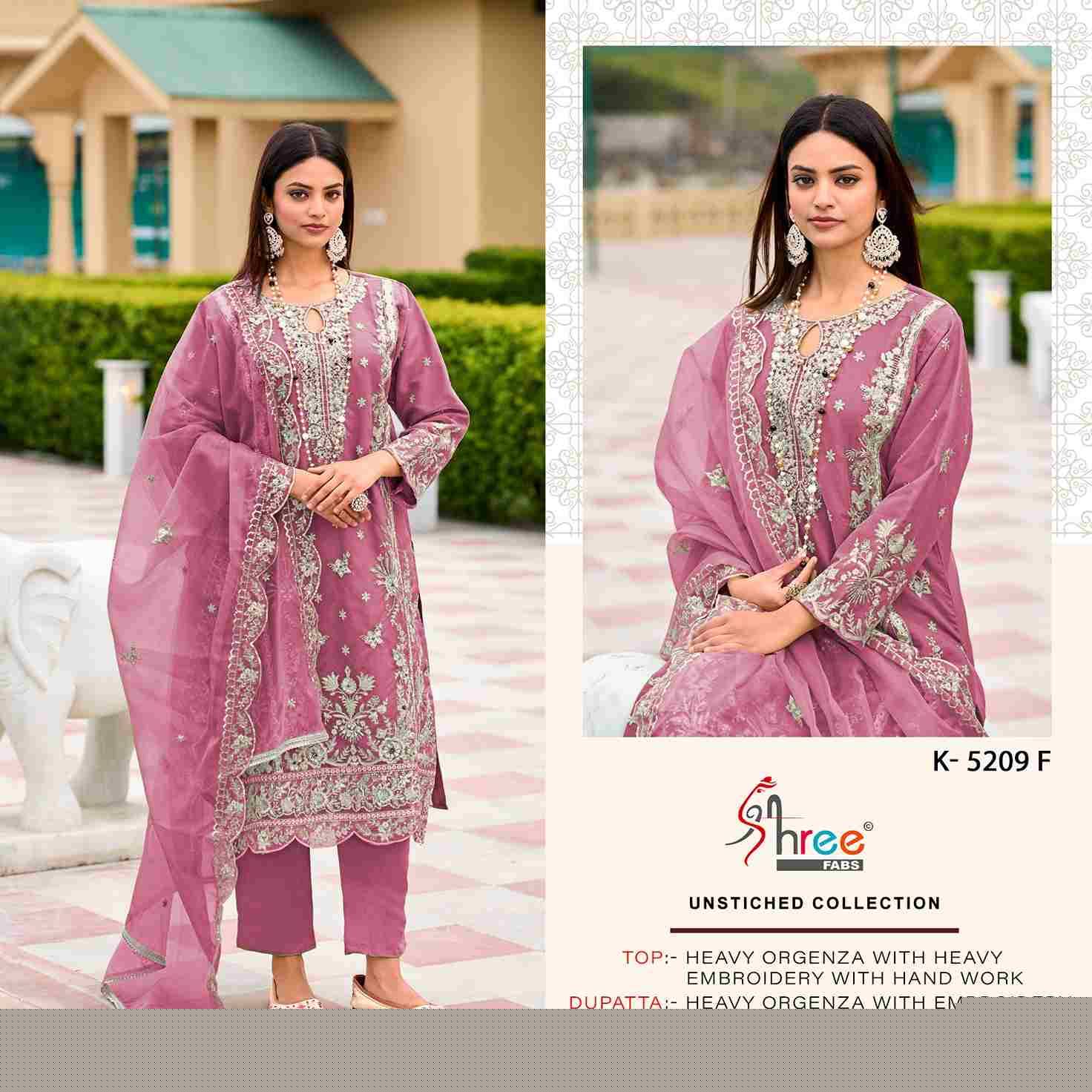 Shree Fabs Hit Design K-5209 Colours By Shree Fabs K-5209-E To K-5202-H Series Designer Pakistani Suits Collection Beautiful Stylish Fancy Colorful Party Wear & Occasional Wear Heavy Organza Dresses At Wholesale Price