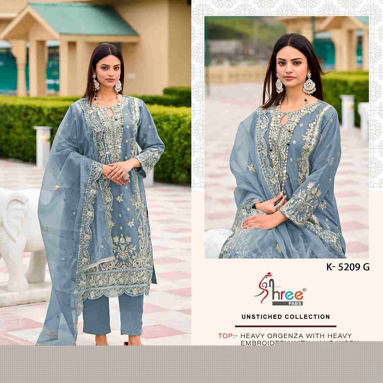 Shree Fabs Hit Design K-5209 Colours By Shree Fabs K-5209-E To K-5202-H Series Designer Pakistani Suits Collection Beautiful Stylish Fancy Colorful Party Wear & Occasional Wear Heavy Organza Dresses At Wholesale Price