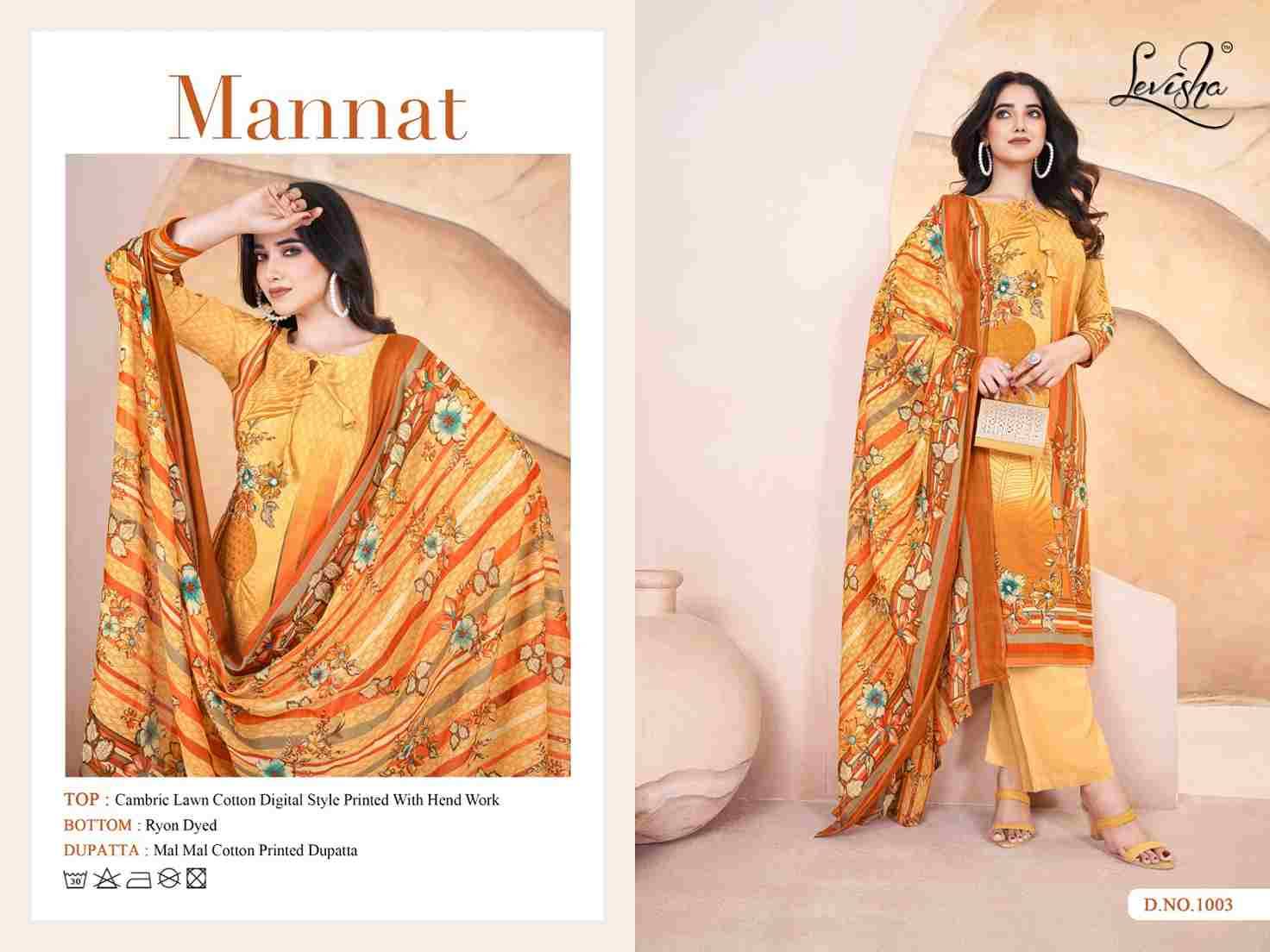 Mannat By Levisha 1001 To 1004 Series Festive Suits Beautiful Fancy Colorful Stylish Party Wear & Occasional Wear Cambric Cotton Dresses At Wholesale Price