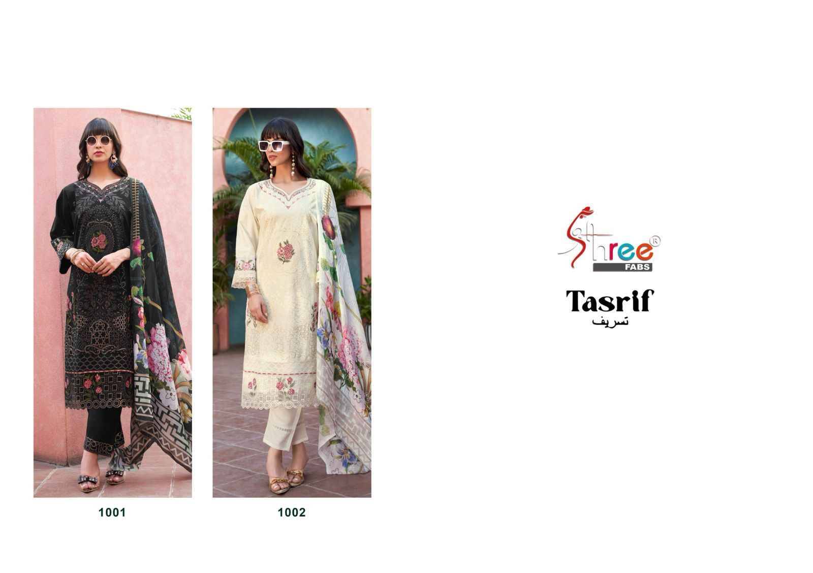 Tasrif Luxe By Shree Fabs 1001 To 1002 Series Designer Pakistani Suits Collection Beautiful Stylish Fancy Colorful Party Wear & Occasional Wear Pure Cotton Heavy Embroidered Dresses At Wholesale Price