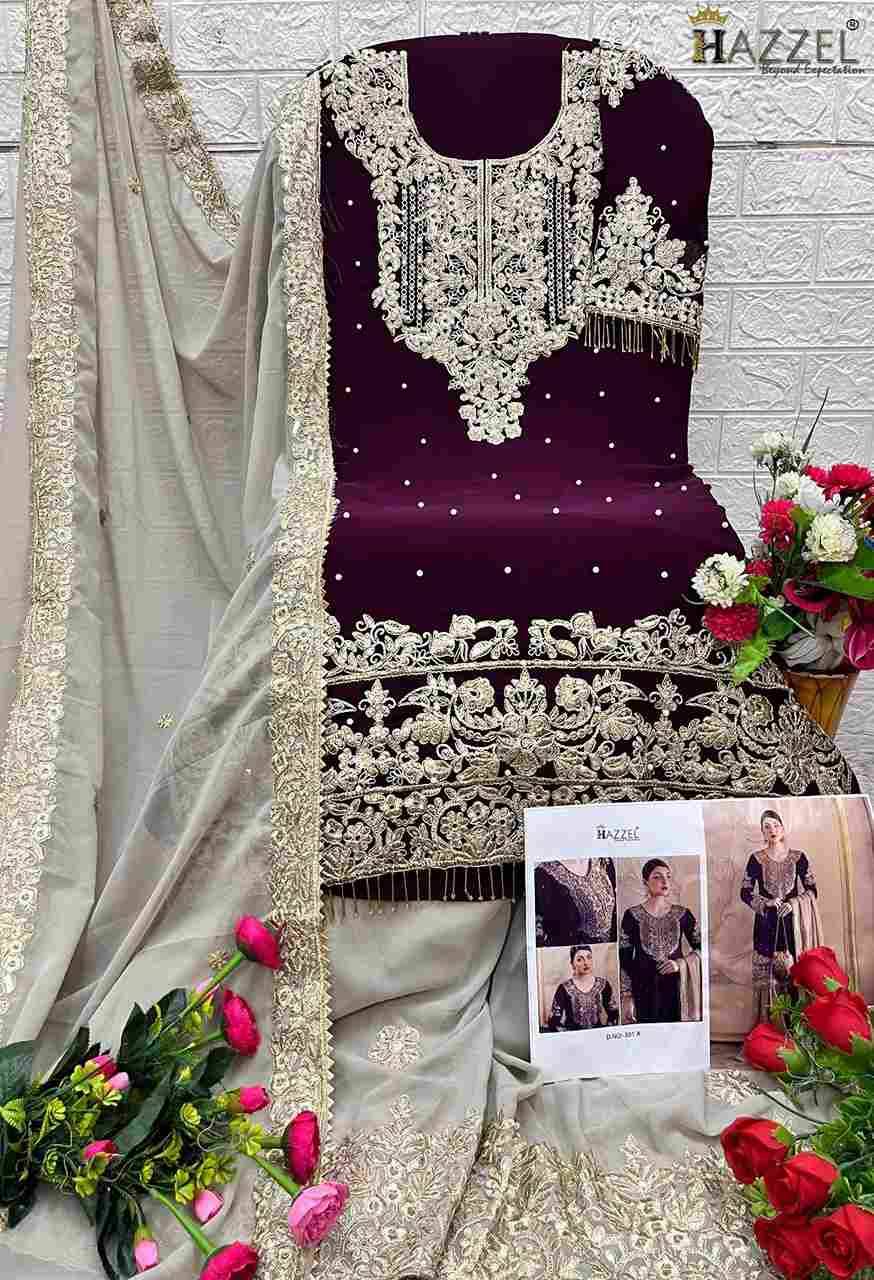 Hazzel 301 Colours By Hazzel 301-A To 301-C Series Pakistani Suits Collection Beautiful Stylish Fancy Colorful Party Wear & Occasional Wear Georgette Dresses At Wholesale Price
