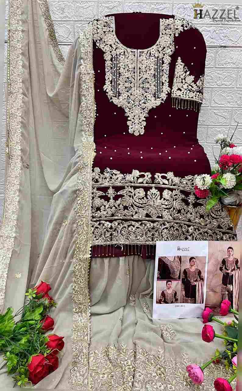 Hazzel 301 Colours By Hazzel 301-A To 301-C Series Pakistani Suits Collection Beautiful Stylish Fancy Colorful Party Wear & Occasional Wear Georgette Dresses At Wholesale Price
