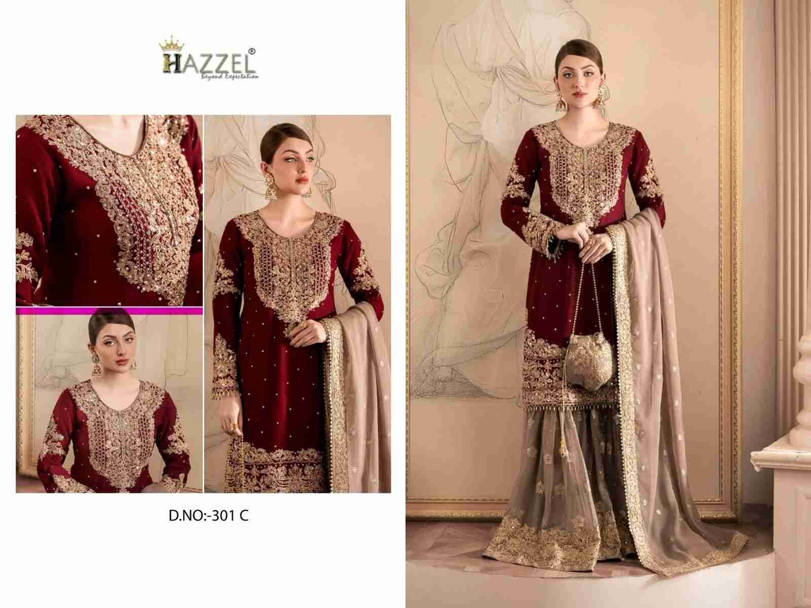 Hazzel 301 Colours By Hazzel 301-A To 301-C Series Pakistani Suits Collection Beautiful Stylish Fancy Colorful Party Wear & Occasional Wear Georgette Dresses At Wholesale Price