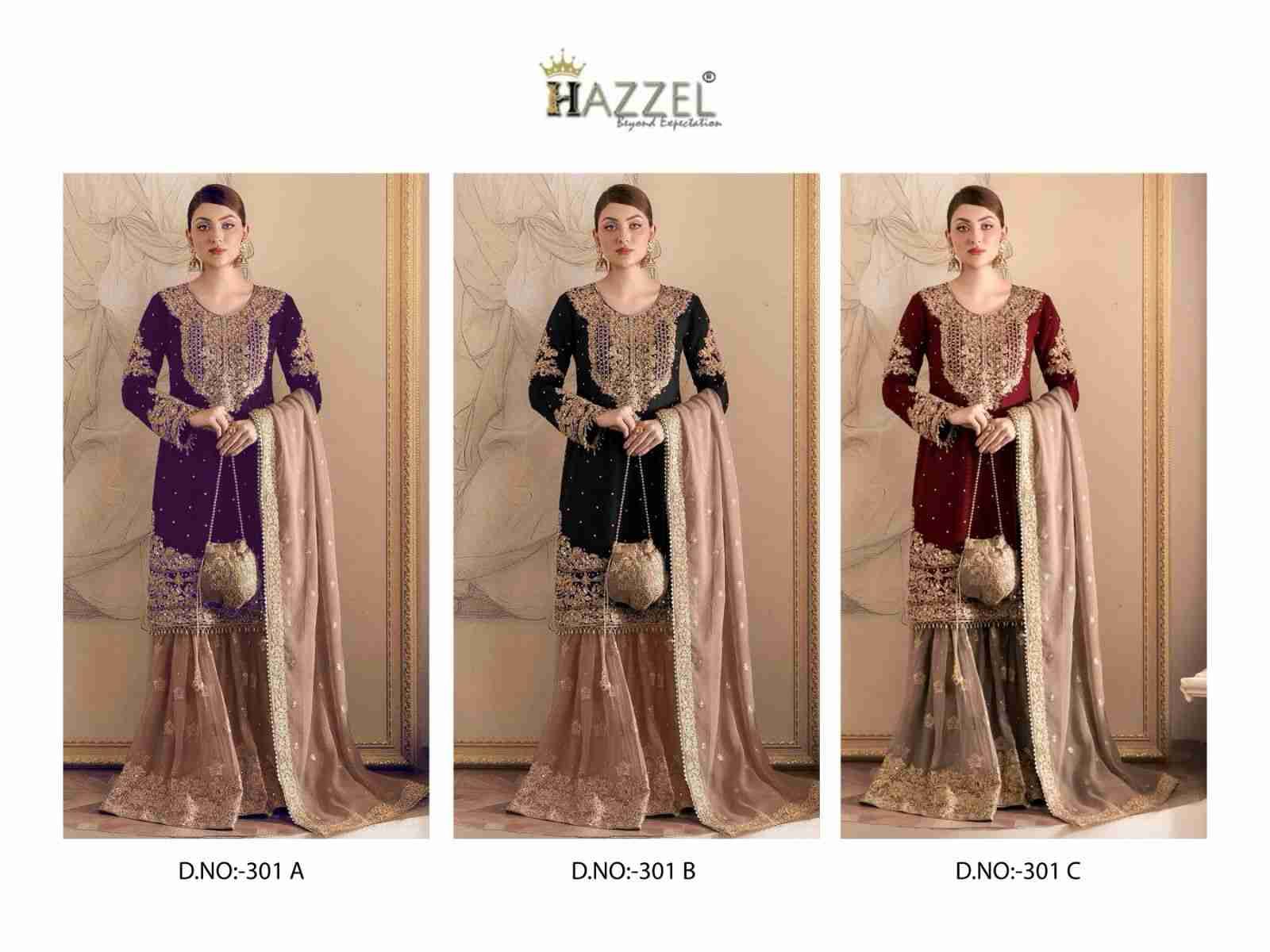 Hazzel 301 Colours By Hazzel 301-A To 301-C Series Pakistani Suits Collection Beautiful Stylish Fancy Colorful Party Wear & Occasional Wear Georgette Dresses At Wholesale Price