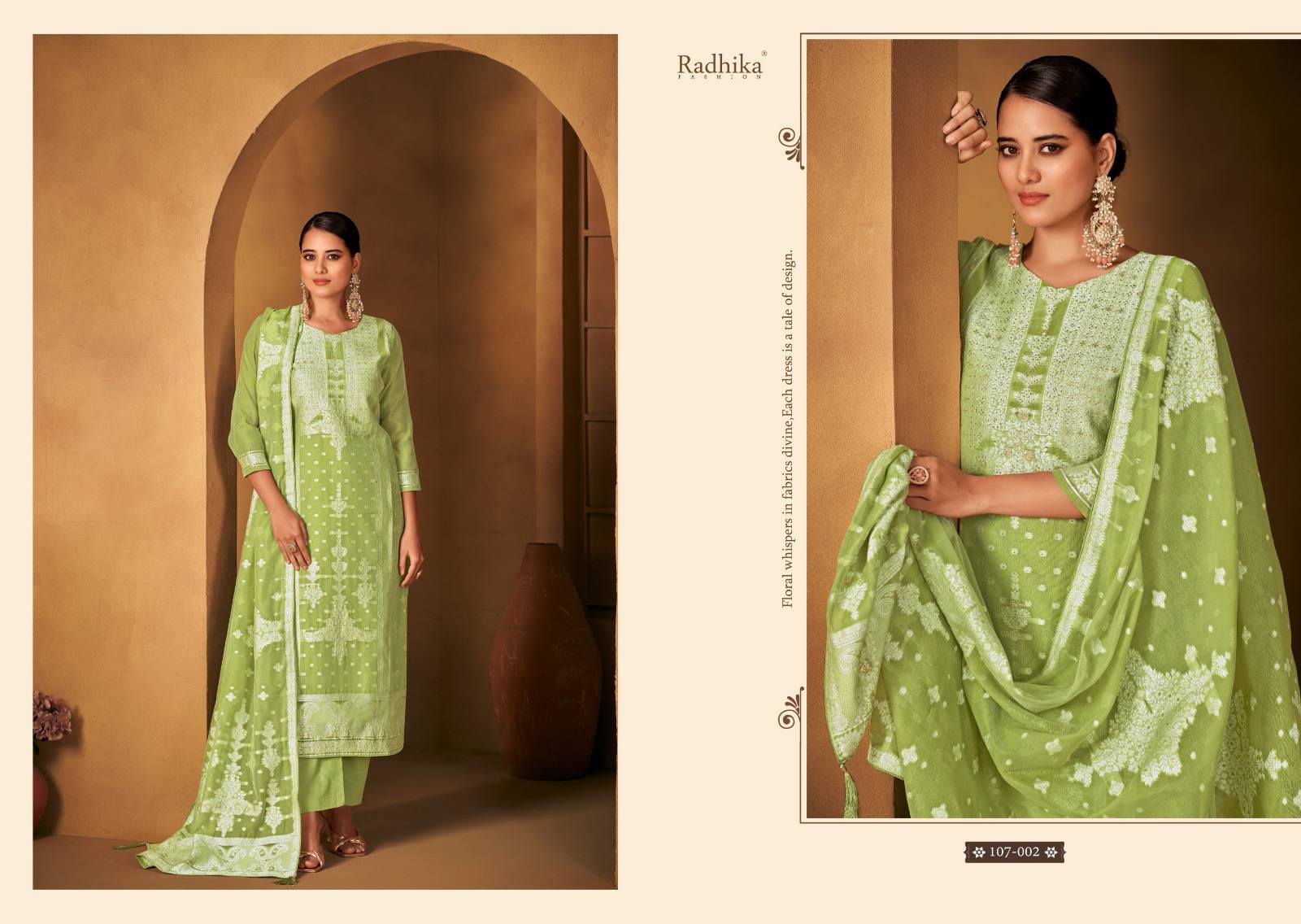 Banarashi Adah Vol-3 By Azara 107-001 To 107-006 Series Beautiful Stylish Festive Suits Fancy Colorful Casual Wear & Ethnic Wear & Ready To Wear Jacquard Cotton Print Dresses At Wholesale Price