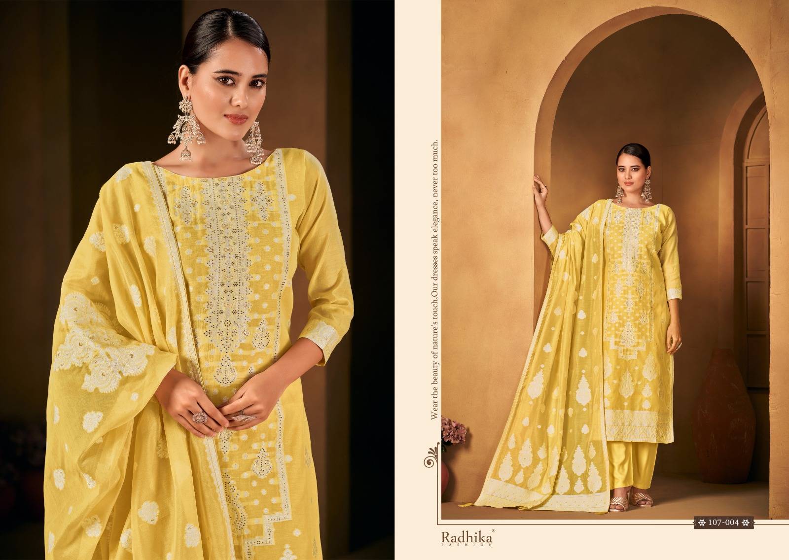 Banarashi Adah Vol-3 By Azara 107-001 To 107-006 Series Beautiful Stylish Festive Suits Fancy Colorful Casual Wear & Ethnic Wear & Ready To Wear Jacquard Cotton Print Dresses At Wholesale Price