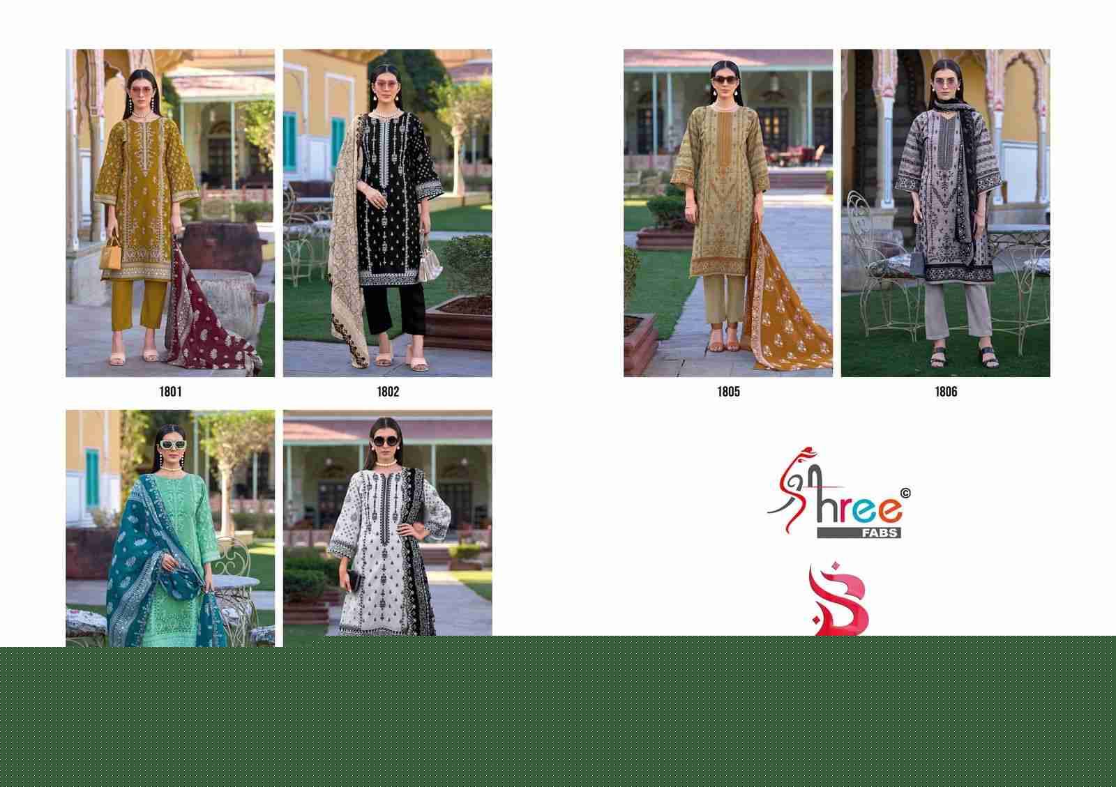 Bin Saeed Lawn Collection Vol-18 By Shree Fabs 1801 To 1806 Series Beautiful Pakistani Suits Colorful Stylish Fancy Casual Wear & Ethnic Wear Pure Cotton With Embroidered Dresses At Wholesale Price