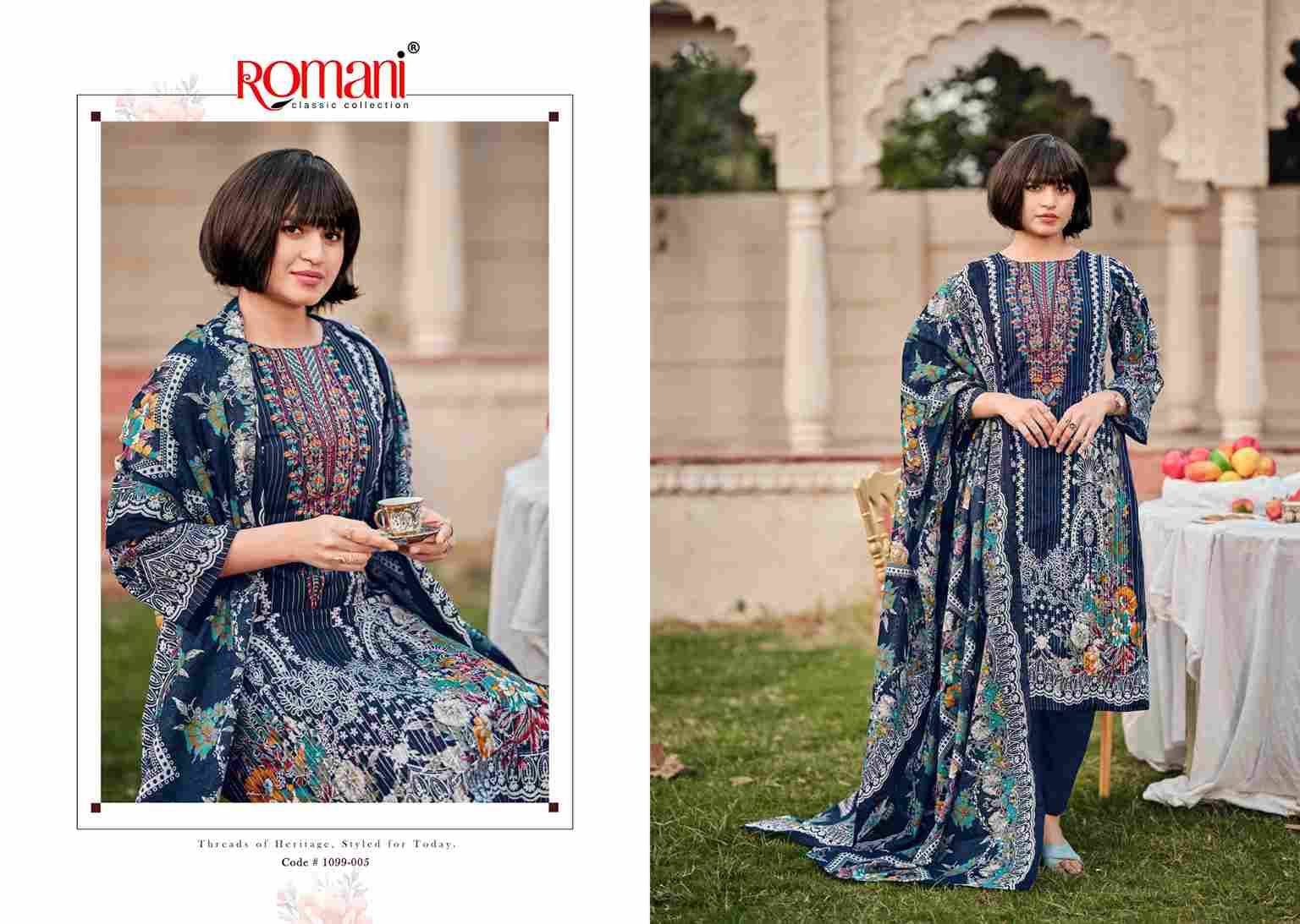 Saniya By Romani 1099-001 To 1099-008 Series Beautiful Festive Suits Stylish Fancy Colorful Casual Wear & Ethnic Wear Soft Cotton Print Dresses At Wholesale Price
